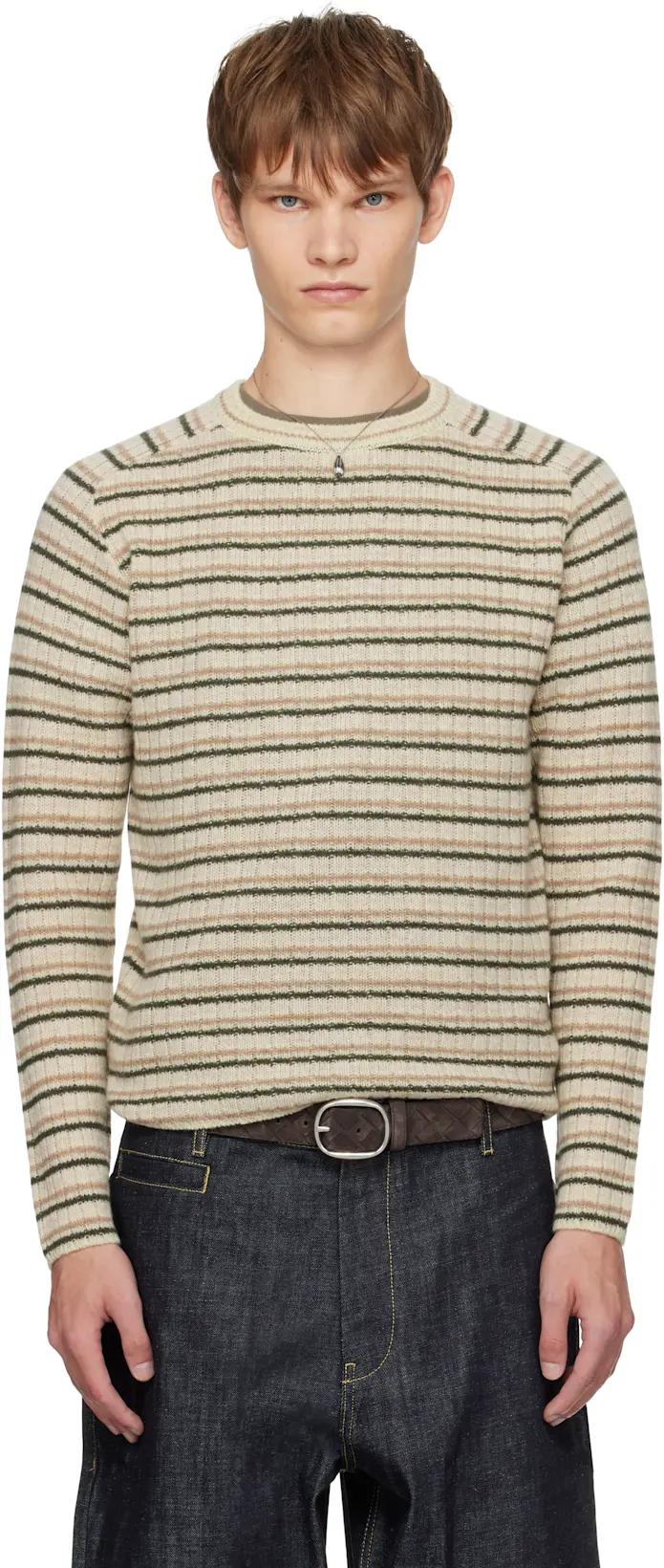 Beige Shetland Wool Cashmere Rib Knit Sweater by AURALEE
