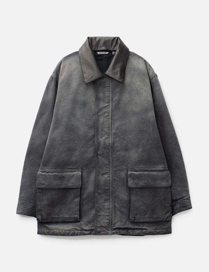 Leather-Trimmed Garment-Dyed Organic Cotton-Canvas Jacket by AURALEE