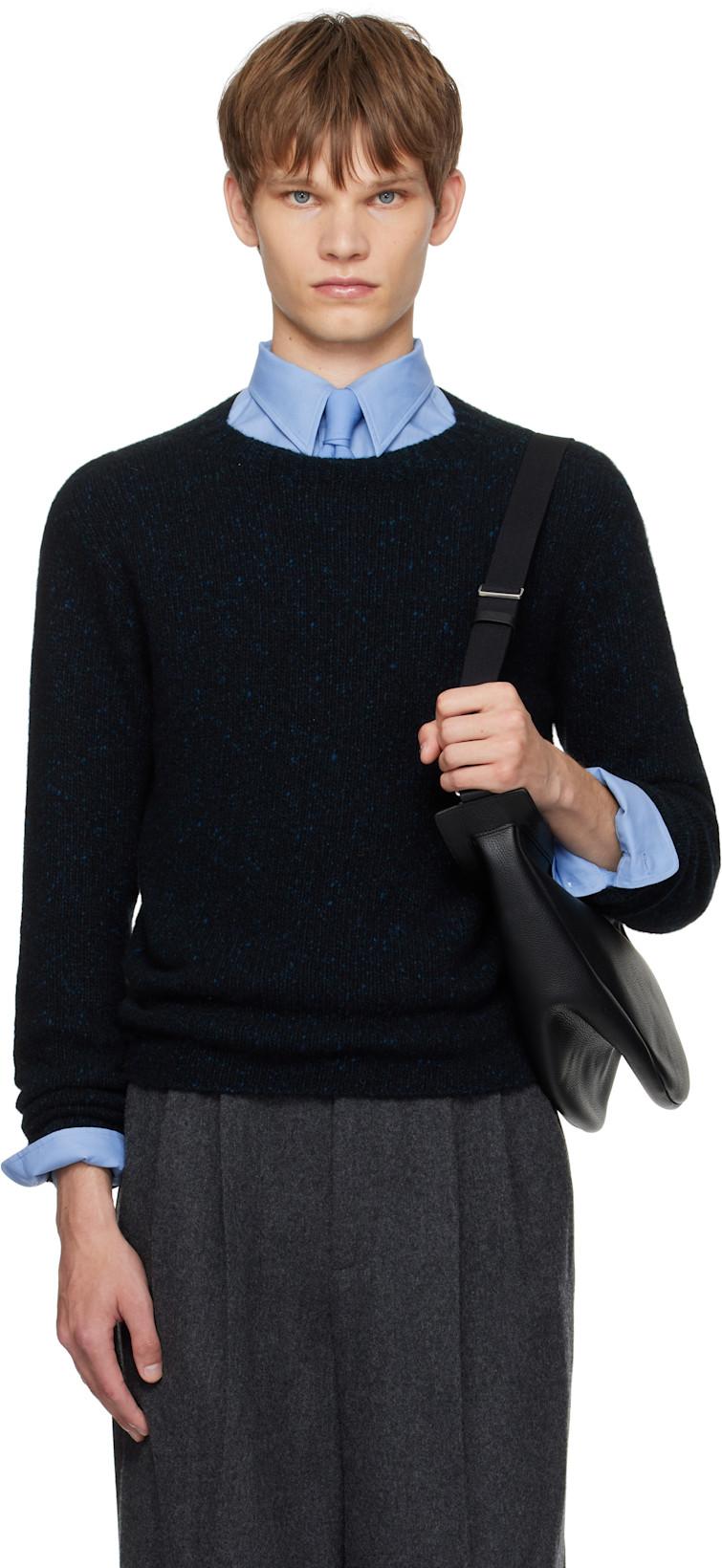 Navy Cashmere Melange Knit Sweater by AURALEE