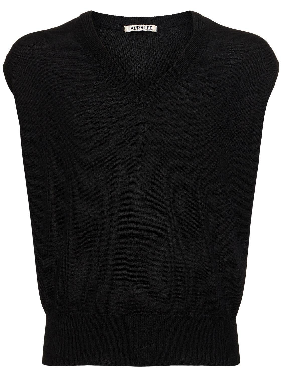 Silk & Cashmere Knit V-neck Vest by AURALEE