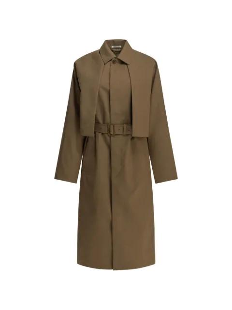 belted layered coat by AURALEE