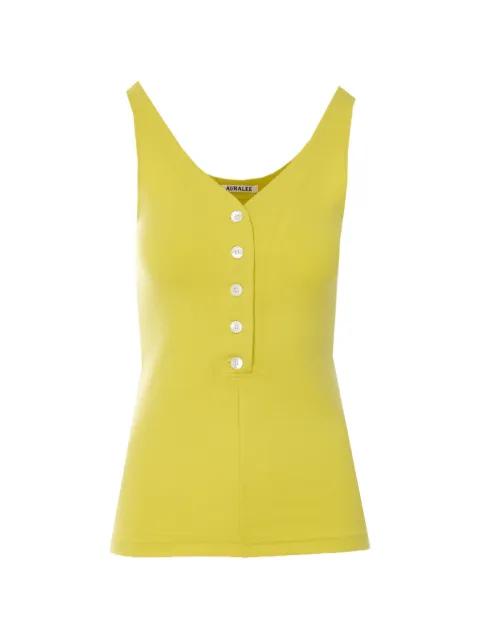 button-up V-neck top by AURALEE