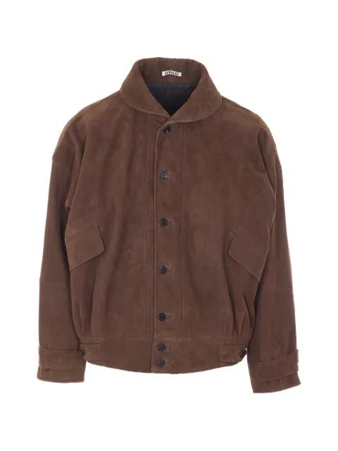 button-up suede jacket by AURALEE