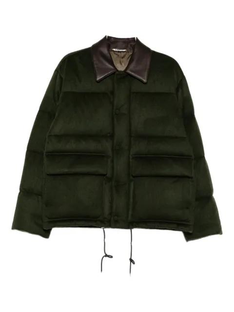 camel flannel down jacket by AURALEE
