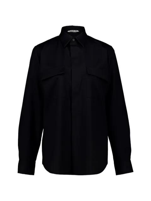 flap-pocket wool shirt by AURALEE