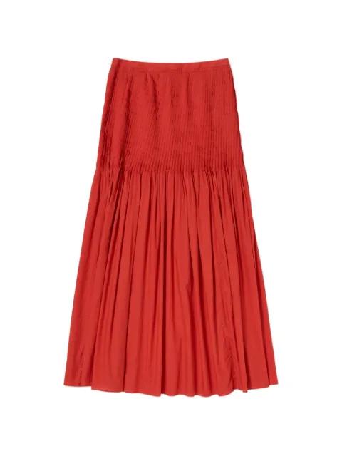 pleated tiered maxi skirt by AURALEE