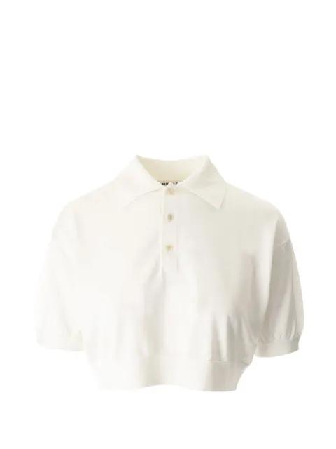 silk cropped polo shirt by AURALEE