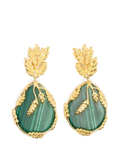 Francoise malachite clip-on earrings by AURELIE BIDERMANN