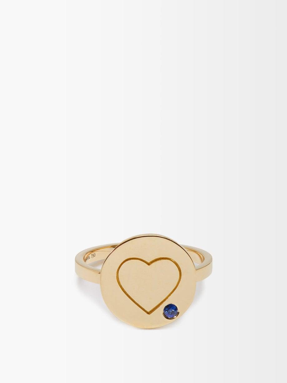 Heart sapphire & 18kt gold ring by AURELIE BIDERMANN