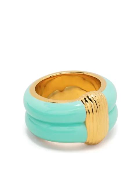 Katt enamel gold-plated ring by AURELIE BIDERMANN