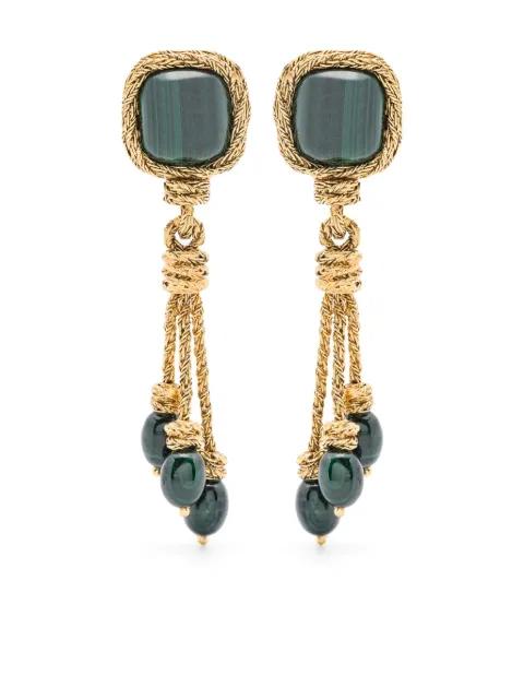 Miki Malachite clip-on earrings by AURELIE BIDERMANN