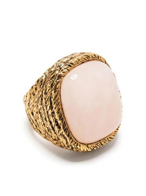 gold-plated quartz ring by AURELIE BIDERMANN