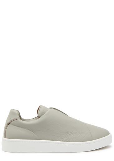 Aur3 grained leather sneakers by AURELIEN