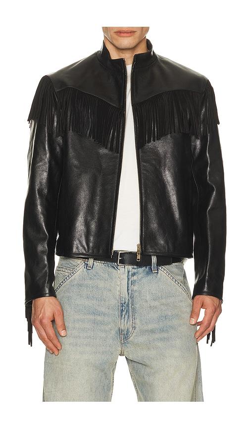 Austin Post Leather Fringed Western Cafe Racer in Black by AUSTIN POST
