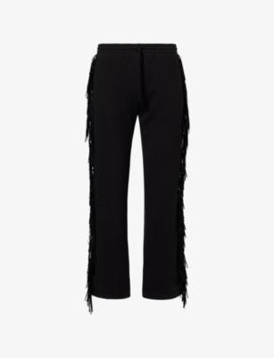Fringed Wide-Leg Cotton Jogging Bottoms by AUSTIN POST