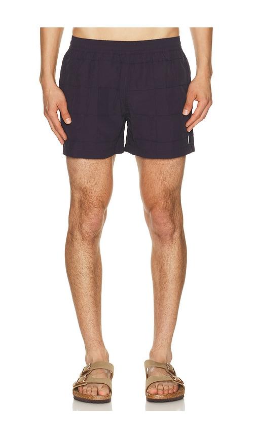 AUTO-REPLY 4 Grid Pintuck Sebastian Swim Trunk in Navy by AUTO-REPLY