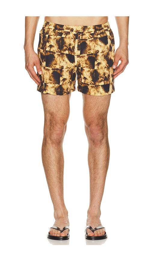 AUTO-REPLY 4 Printed Sebastian Swim Trunk in Brown by AUTO-REPLY