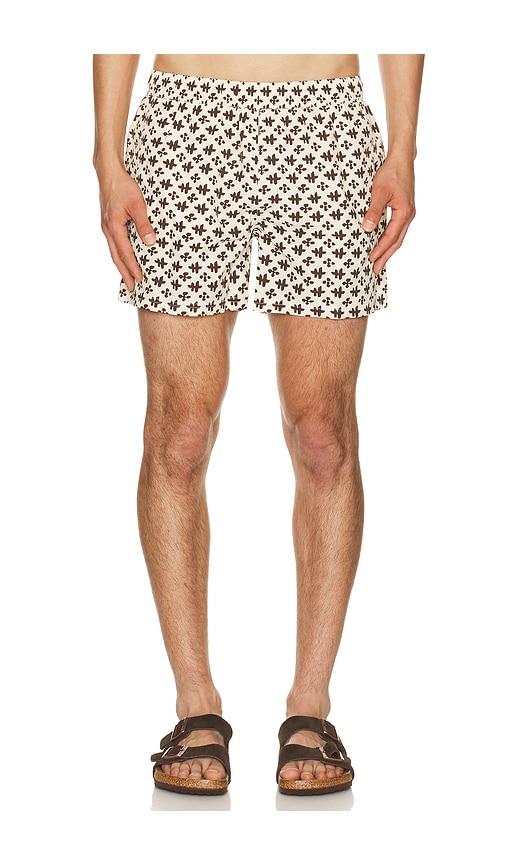 AUTO-REPLY 4 Printed Sebastian Swim Trunk in Cream by AUTO-REPLY
