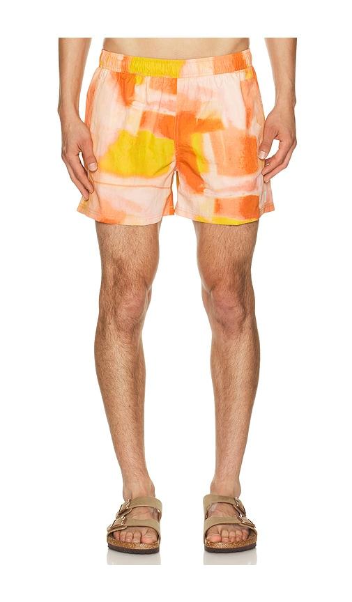 AUTO-REPLY 4 Printed Sebastian Swim Trunk in Orange by AUTO-REPLY