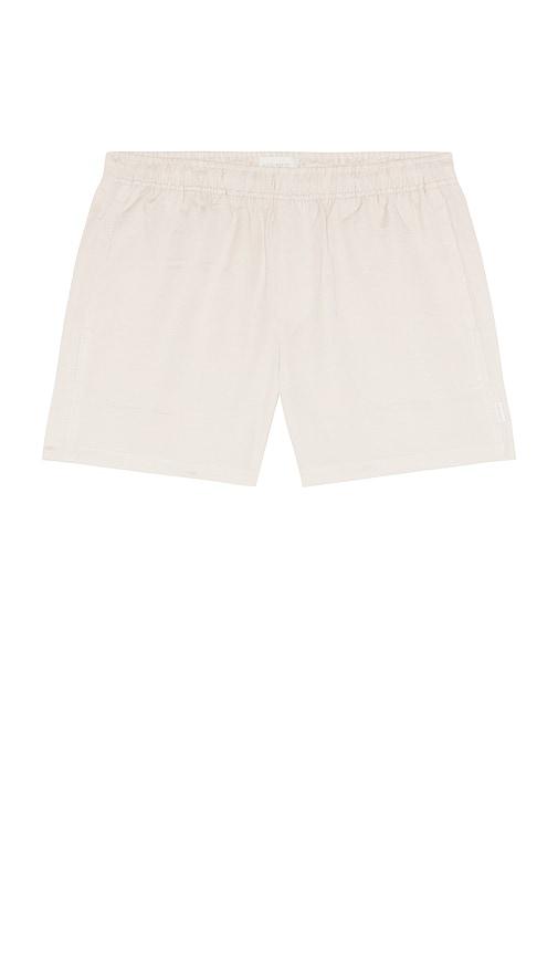 AUTO-REPLY Pull On Linen Shorts in Cream by AUTO-REPLY