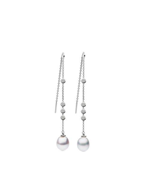 Portia crystal-embellished pearl drop earrings by AUTORE MODA