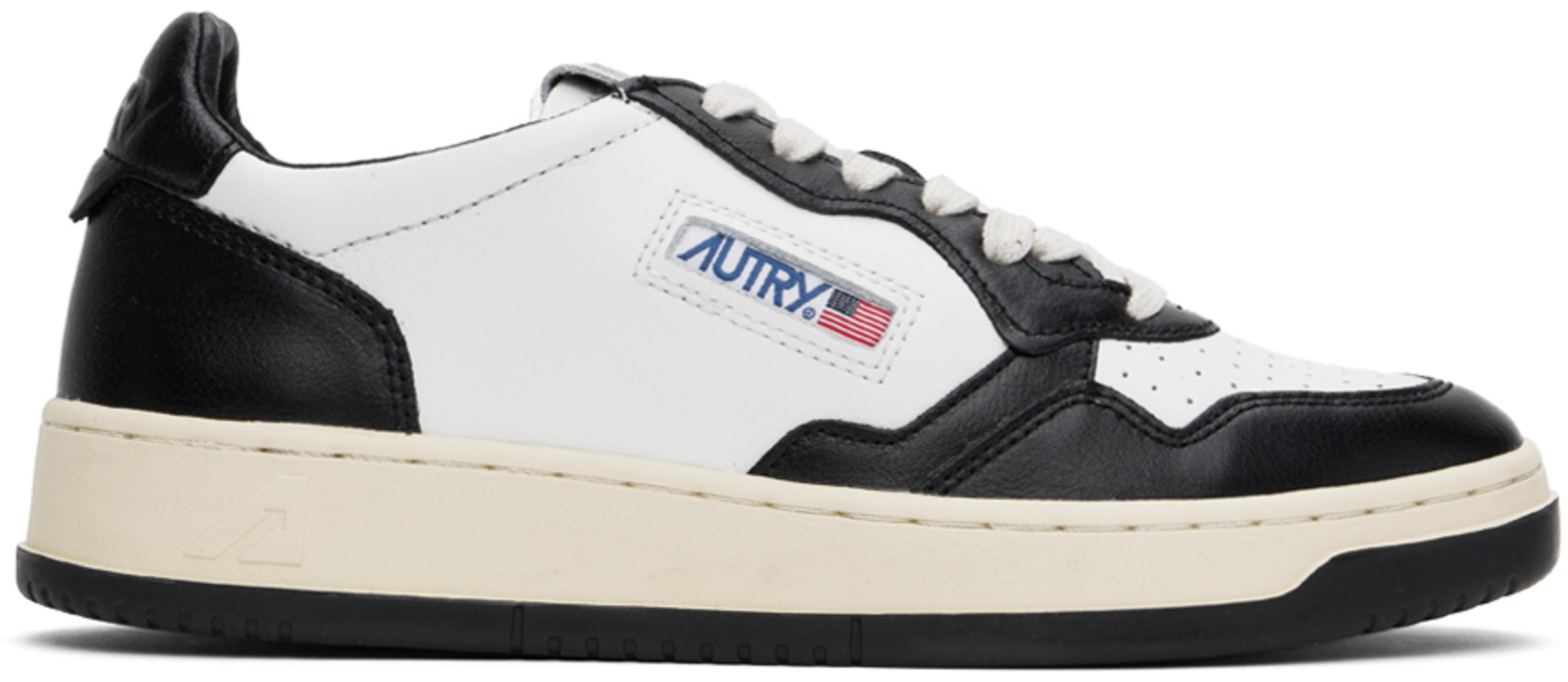 Black & White Medalist Low Bicolor Sneakers by AUTRY Black & White Medalist Low Bicolor Sneakers by AUTRY