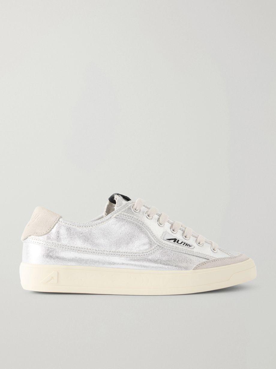 Windscape Low suede-trimmed metallic canvas sneakers by AUTRY