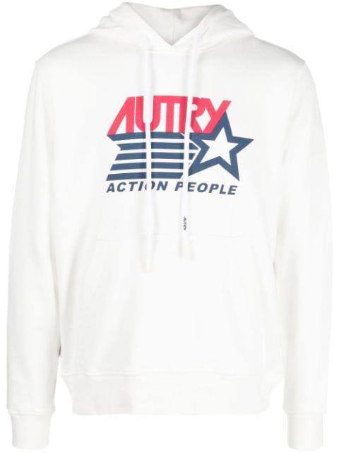 logo-print drawstring hoodie by AUTRY