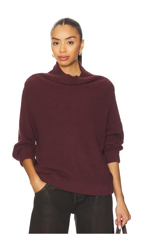 Autumn Cashmere Half Cardigan Stitch Funnel Neck in Burgundy by AUTUMN CASHMERE