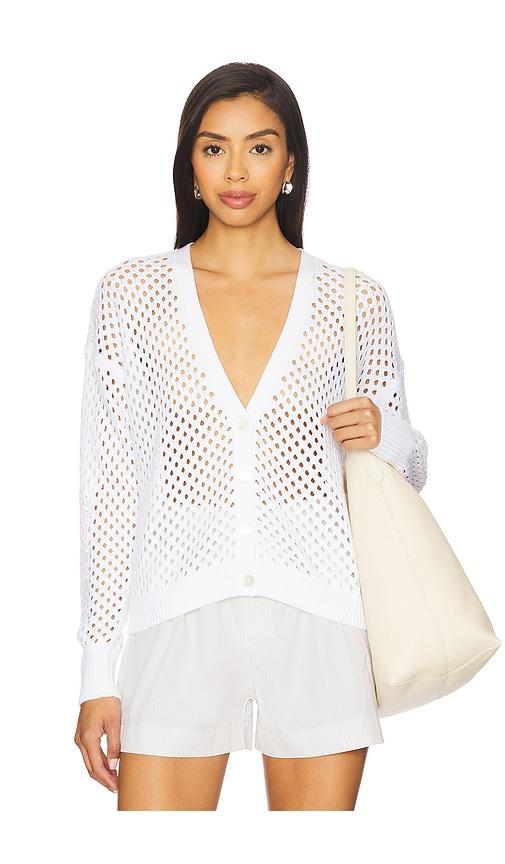 Autumn Cashmere Solid Mesh Cardigan in Ivory by AUTUMN CASHMERE
