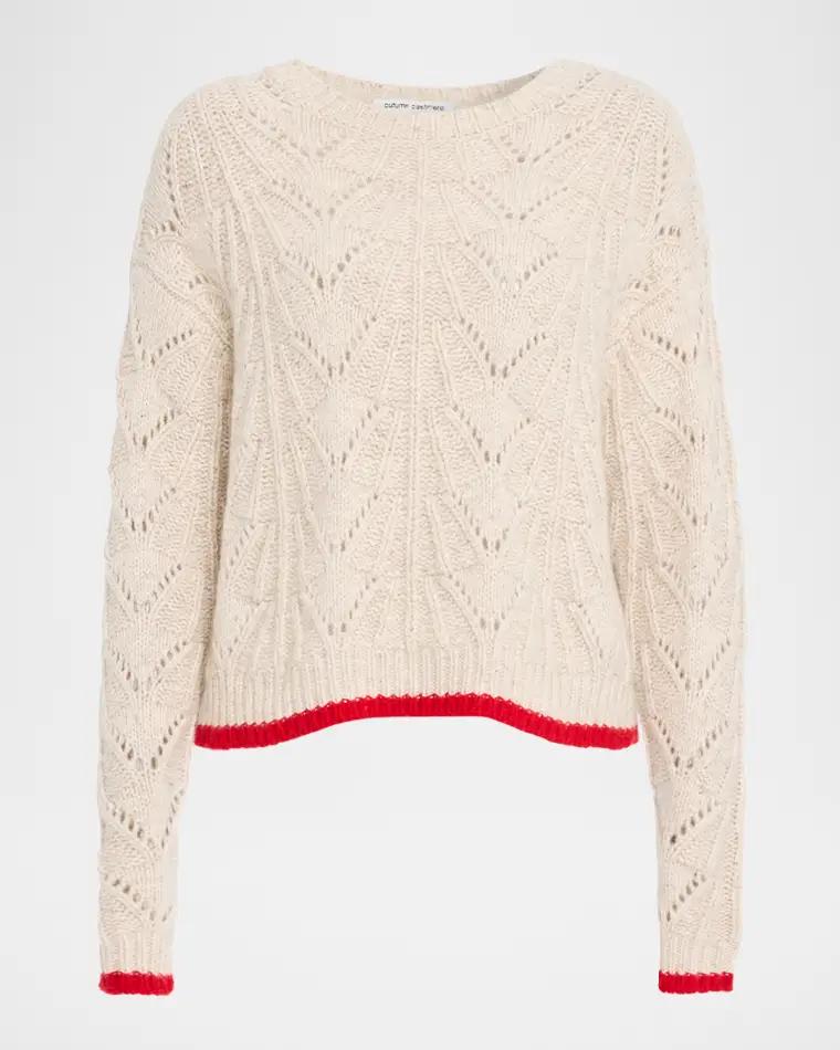 Boxy Shell-Stitch Cashmere Sweater by AUTUMN CASHMERE