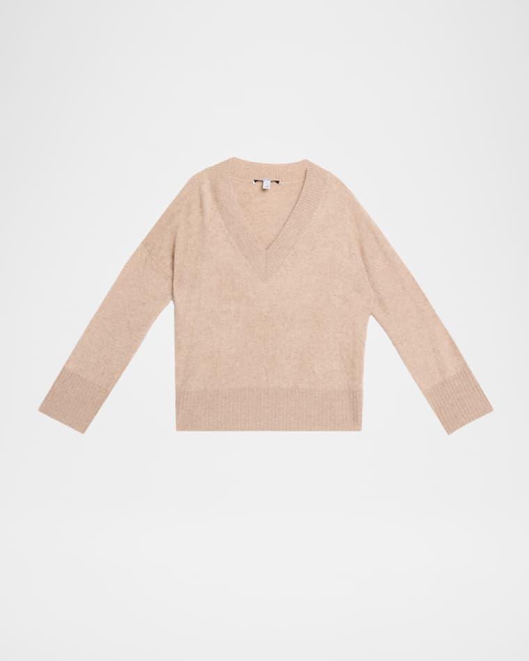 Boxy V-Neck Brushed Cashmere Sweater by AUTUMN CASHMERE