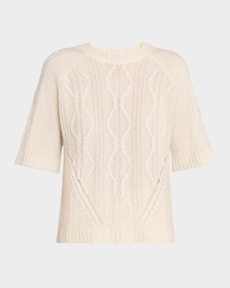 Cable-Knit Sequin Sweater by AUTUMN CASHMERE