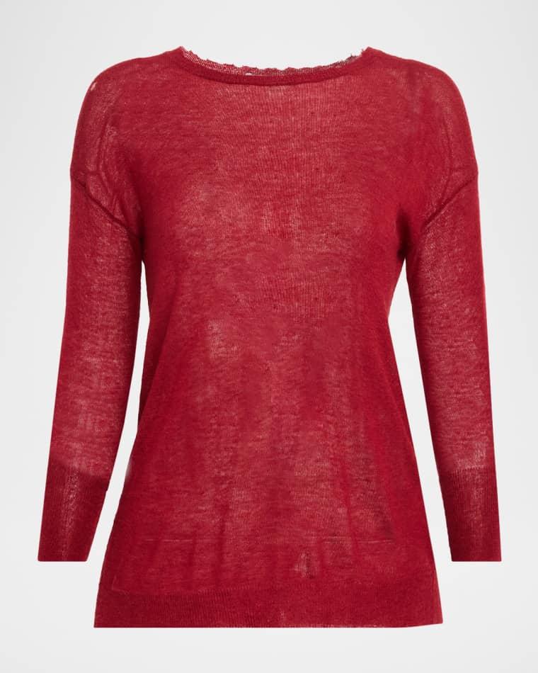 Crewneck Distressed Sheer Cashmere Sweater by AUTUMN CASHMERE