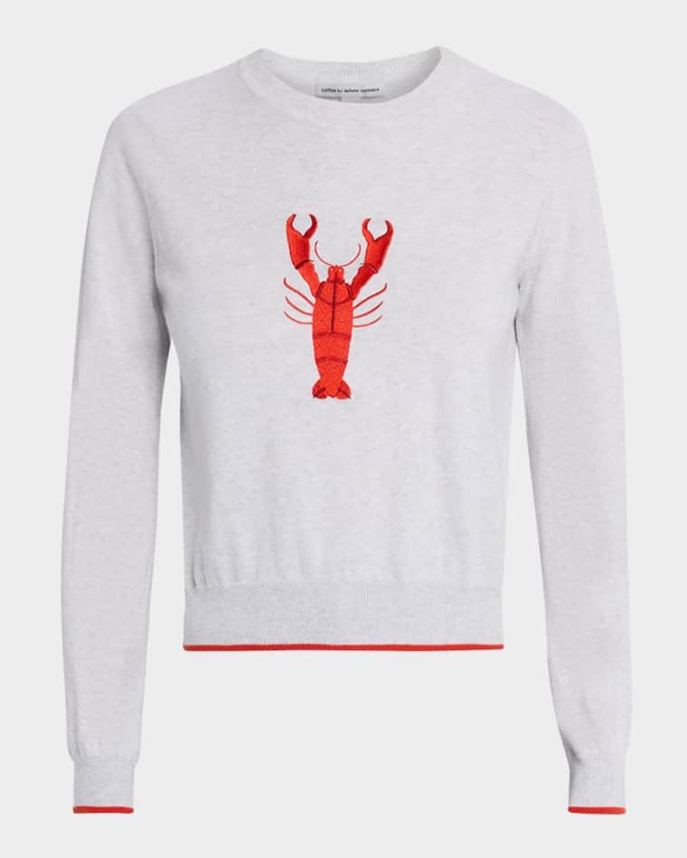 Crewneck Lobster Cotton Knit Sweater by AUTUMN CASHMERE