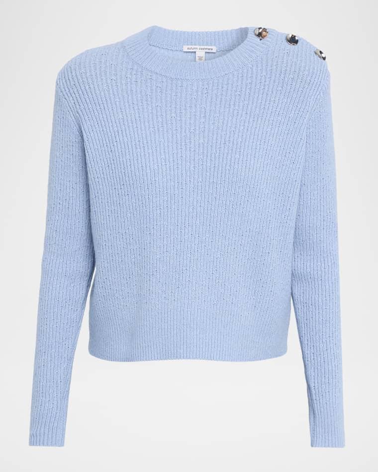 Crewneck Shaker Stitch Cashmere-Cotton Sweater by AUTUMN CASHMERE