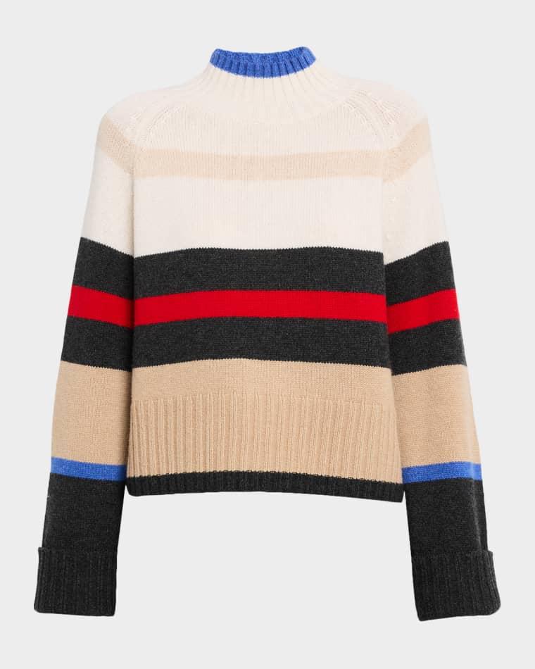 Striped Mock-Neck Cashmere Sweater by AUTUMN CASHMERE Striped Mock-Neck Cashmere Sweater by AUTUMN CASHMERE