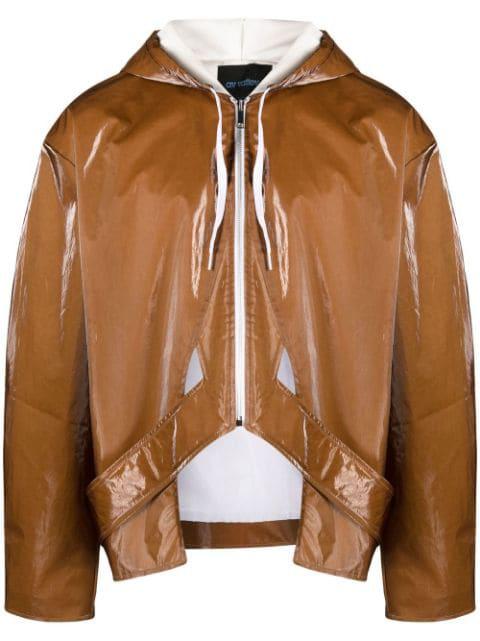 high-shine zip-up hoodied jacket by AV VATTEV