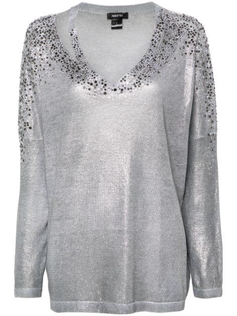 crystal-embellished V-neck jumper by AVANT TOI