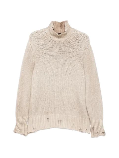distressed roll neck sweater by AVANT TOI