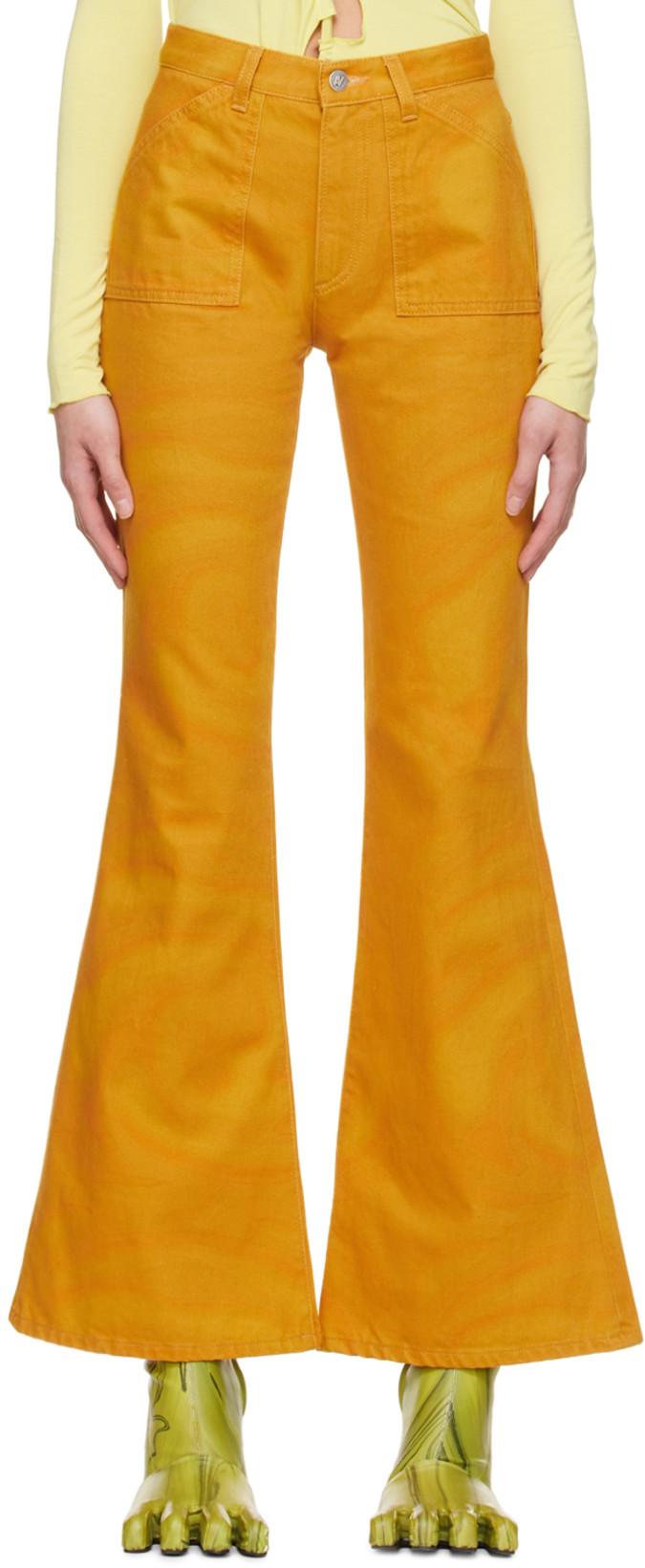 Yellow Flared Mom Jeans by AVAVAV