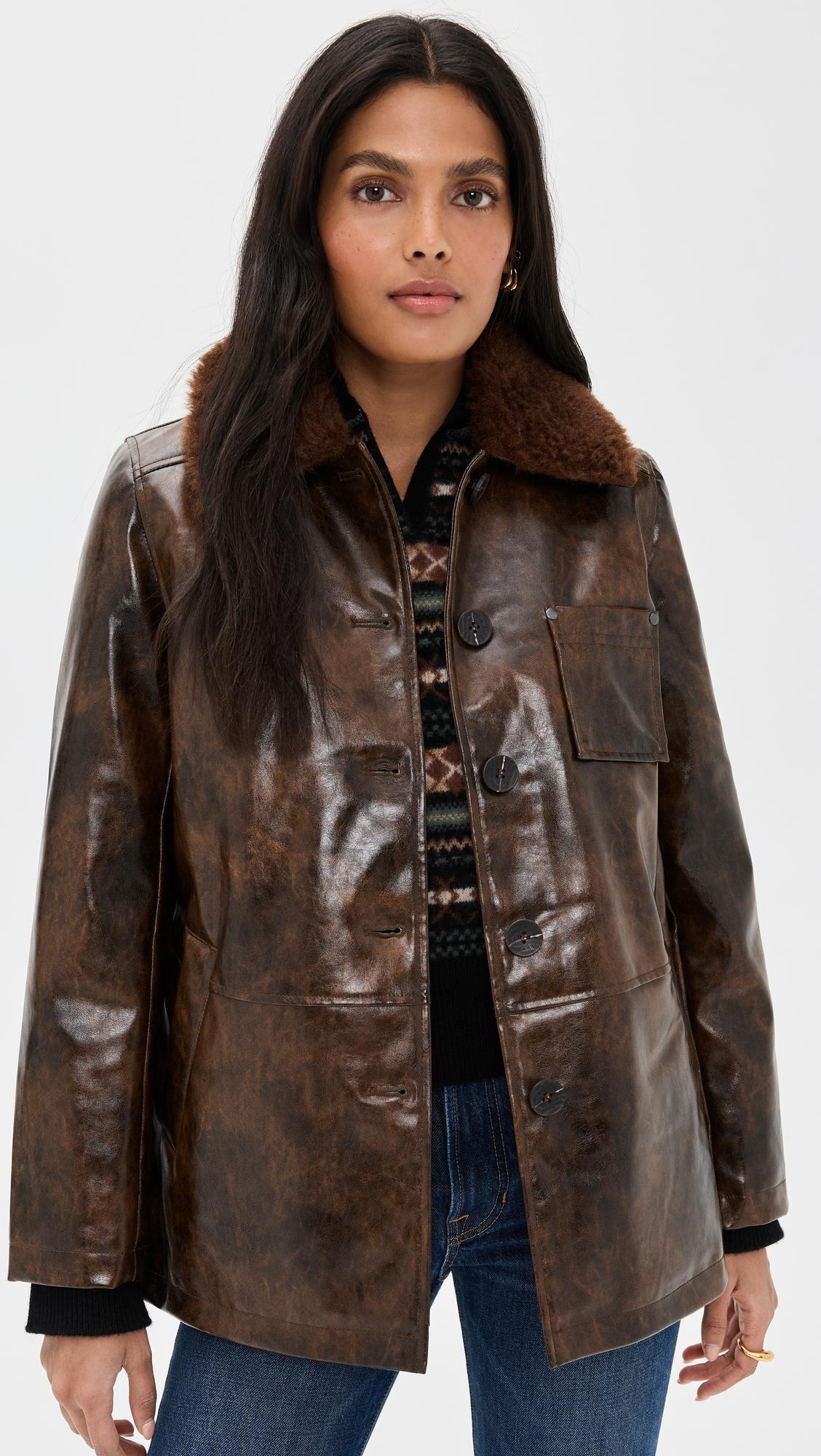 Faux Leather Relaxed Aviator Jacket by AVEC LES FILLES