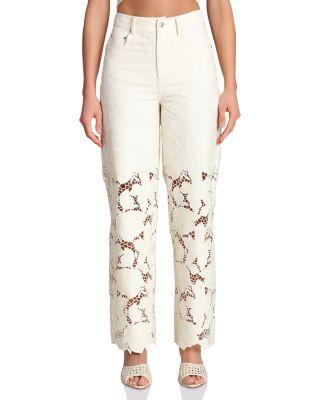 Guipure Lace Wide Leg Jeans in Off White by AVEC LES FILLES