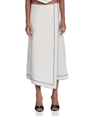 Linen Blend Faux Wrap Maxi Slip Skirt by AVEC LES FILLES