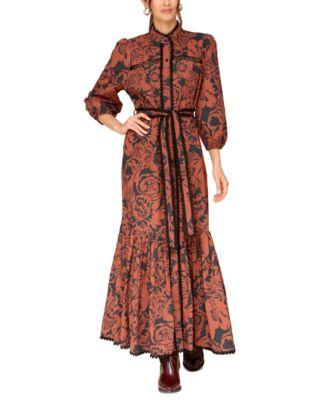 Women's Cotton Belted Puffed-Shoulder Dress by AVEC LES FILLES