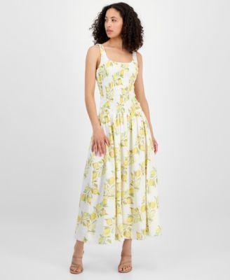 Women's Printed Smocked Drop-Waist Maxi Dress by AVEC LES FILLES Women's Printed Smocked Drop-Waist Maxi Dress by AVEC LES FILLES