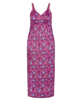 Womens Plus size Lace Trim Maxi Sleep Dress - purple by AVENUE