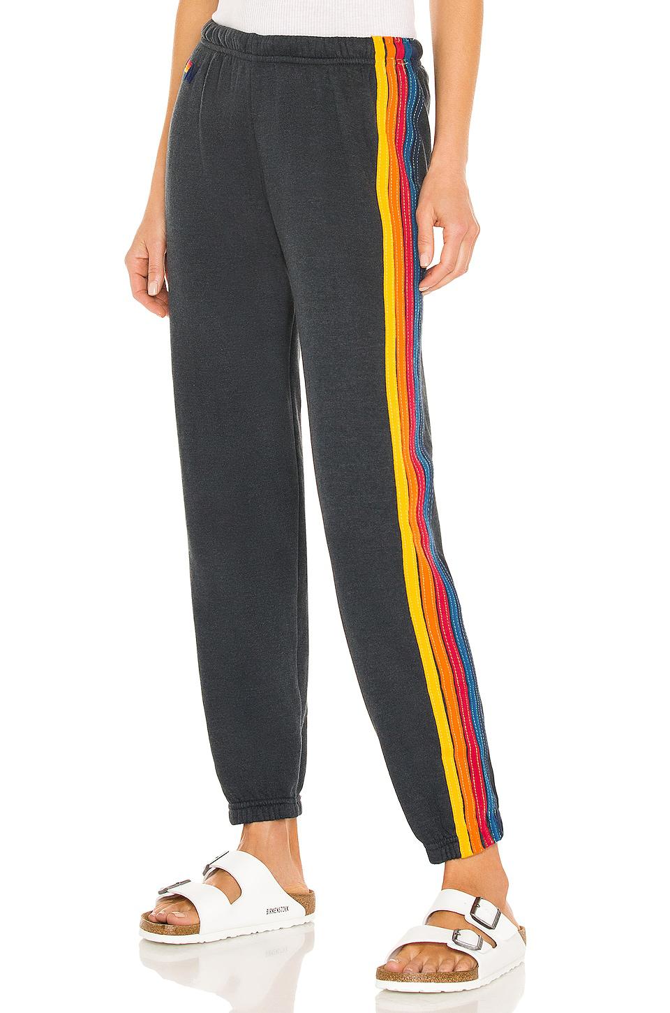 Aviator Nation 5 Stripe Sweatpant in Black by AVIATOR NATION