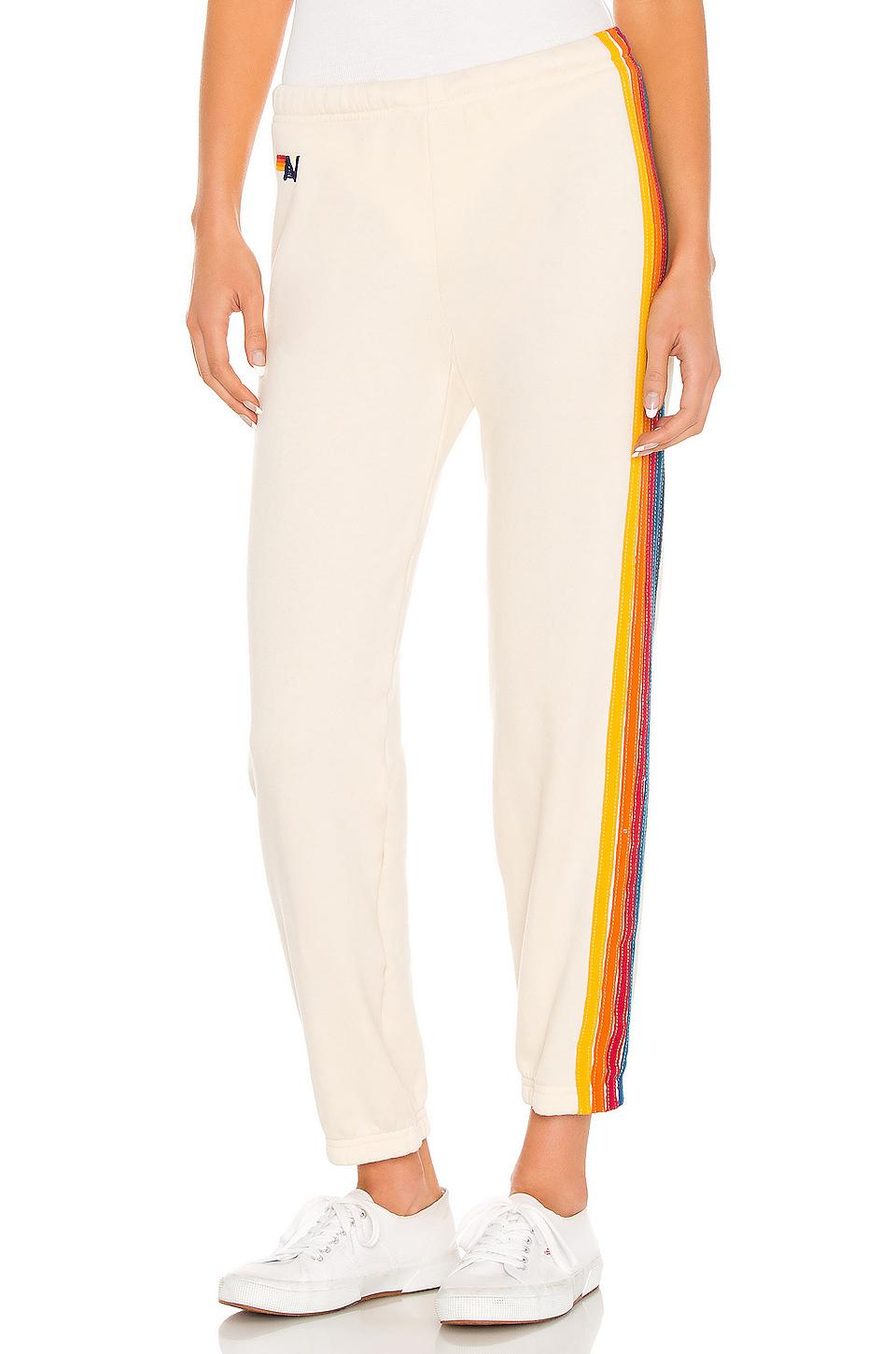 Aviator Nation 5 Stripe Sweatpant in Ivory by AVIATOR NATION