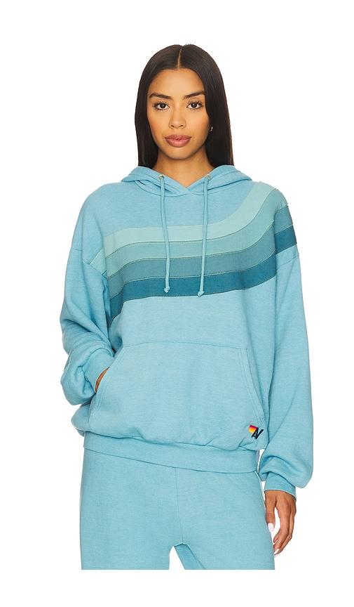 Aviator Nation Wave Stripe 4 Relaxed Pullover Hoodie in Blue by AVIATOR NATION